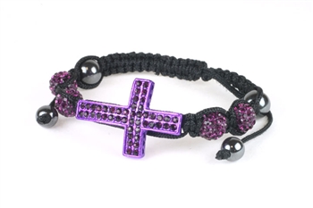 TWO LINE CROSS DISCO BALL BRACELET 19 PU